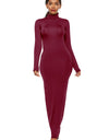 Mock Neck Long Sleeve Maxi Slim Dress