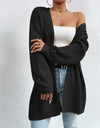 Open Front Dropped Shoulder Slit Cardigan