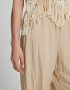 Fringe Hem Wide Leg Long Pants