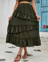 Ruffled Elastic Waist Midi Skirt