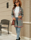 Printed Open Front Lapel Collar Cardigan with Pockets