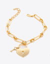 5-Piece Wholesale Heart Lock Charm Chain Bracelet