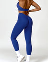 Ruched Halter Neck Bra and Pocketed Leggings Active Set