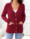 Button Down Cable-Knit Cardigan