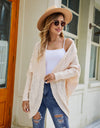 Mixed Knit Open Front Dolman Sleeve Cardigan