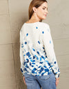 Woven Right Floral Button Front Round Neck Cardigan