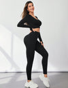 V-Neck Long Sleeve Top and Leggings Active Set