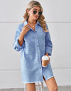 Raw Hem Button Up Denim Dress