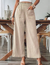 Pocketed Elastic Waist Wide Leg Pants