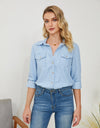 Pocketed Button Up Long Sleeve Denim Shirt