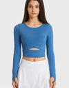 Cutout Long Sleeve Cropped Sports Top