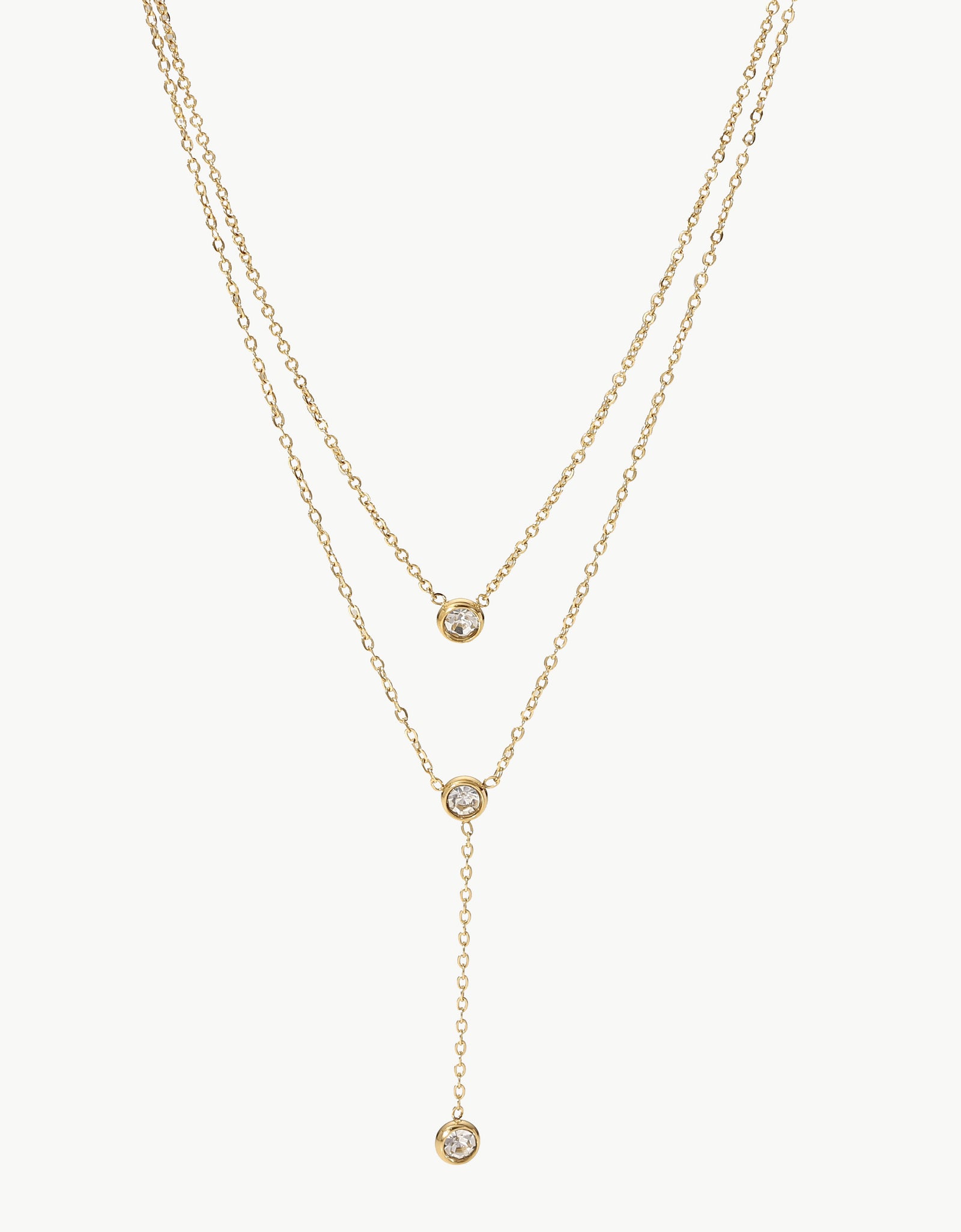 Stainless Steel Zircon Double-Layered Necklace
