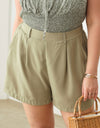 Zenobia Plus Size Half Elastic Waist Shorts with Pockets