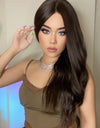 13*2" Lace Front Wigs Synthetic Long Wave 26" Heat Safe 150% Density in Brown