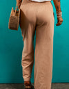 Smocked Elastic Waist Pants with Pockets