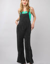 VERY J Texture Washed Wide Leg Overalls