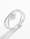 925 Sterling Silver Zircon Heart Charm Ring