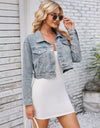 Pocketed Button Up Dropped Shoulder Denim Jacket