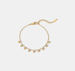 Zircon 18K Gold-Plated Stainless Steel Bracelet