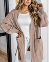 Cable-Knit Dropped Shoulder Slit Cardigan