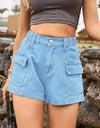 High-Waist Denim Shorts with Pockets