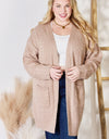 Hailey & Co Full Size Cable-Knit Pocketed Cardigan