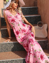 Full Size Tied Smocked Surplice Sleeveless Maxi Dress