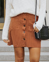 Double Take Buttoned Corduroy Mini Skirt