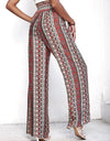 Printed Tie Waist Wide Leg Pants