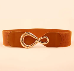 Ribbed Alloy Buckle Elastic Belt