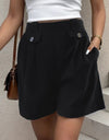 Decorative Button Pocketed Shorts