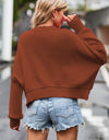 Round Neck Drop Shoulder Long Sleeve Sweater