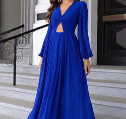 Twist Front Cutout Long Sleeve Dress