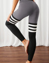 Color Block Elastic Waistband Active Leggings