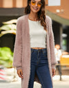 Open Front Fuzzy Cardigan with Pockets