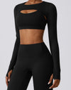 Cropped Cutout Long Sleeve Sports Top