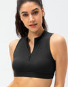 Full Size Cropped Cutout Back Zipper Front Active Tank Top