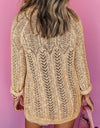 Openwork Open Front Long Sleeve Cardigan