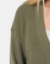 Zenana Button Up V-Neck Dropped Shoulder Cardigan