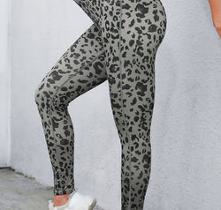 Leopard Print Wide Waistband Leggings