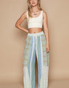 POL Drawstring Plaid Print Lace Straight Pants