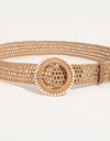 Beaded Round Buckle Braided Belt