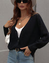 Rib-Knit Plunge Raglan Sleeve Cardigan