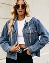 Drawstring Hooded Button Up Denim Jacket