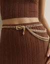 Rhinestone Decor Metal Chain Belt