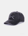 Zenana Bow Embroidered Washed Cotton Caps