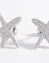 925 Sterling Silver Inlaid Zircon Starfish Earrings