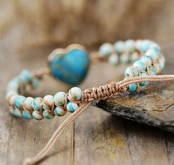 Handmade Heart Shape Natural Stone Bracelet