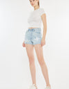 Kancan High Rise Repaired Mom Denim Shorts