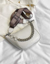 PU Leather Chain Trim Crossbody Bag